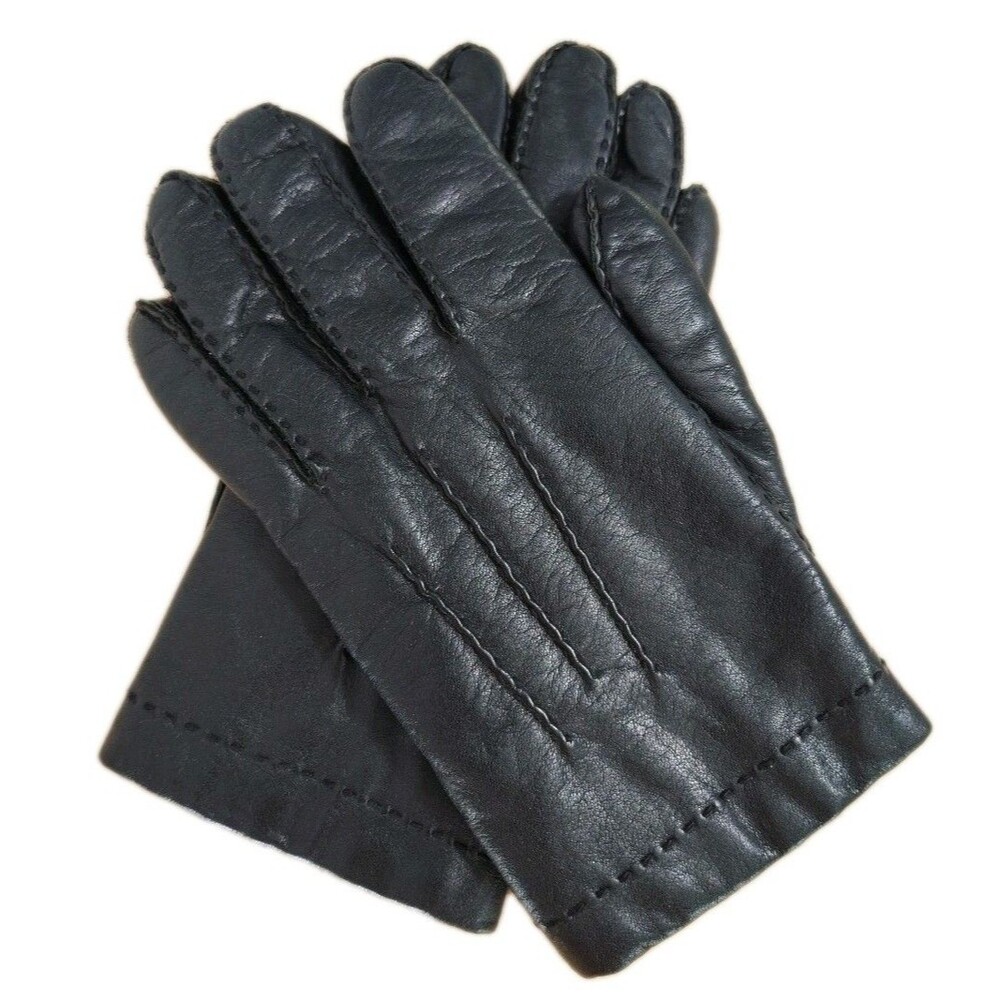 Aris Isotoner Men's 100% Fur Lined Leather Gloves, Black Size M Luxurious Gloves